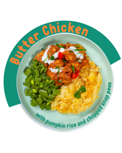 Butter Chicken w/ Pumpkin Rice and Chopped Sweet Snap Peas 