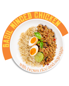 Basil Minced Chicken with Brown Rice and Soy Eggs - LARGE